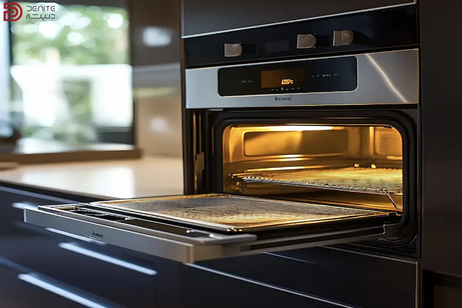 Photo of the built-in oven in the cabinet - denite